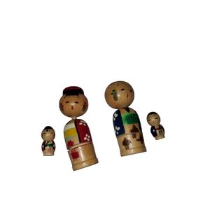Vintage Wooden Kokeshi Nestimg Dolls